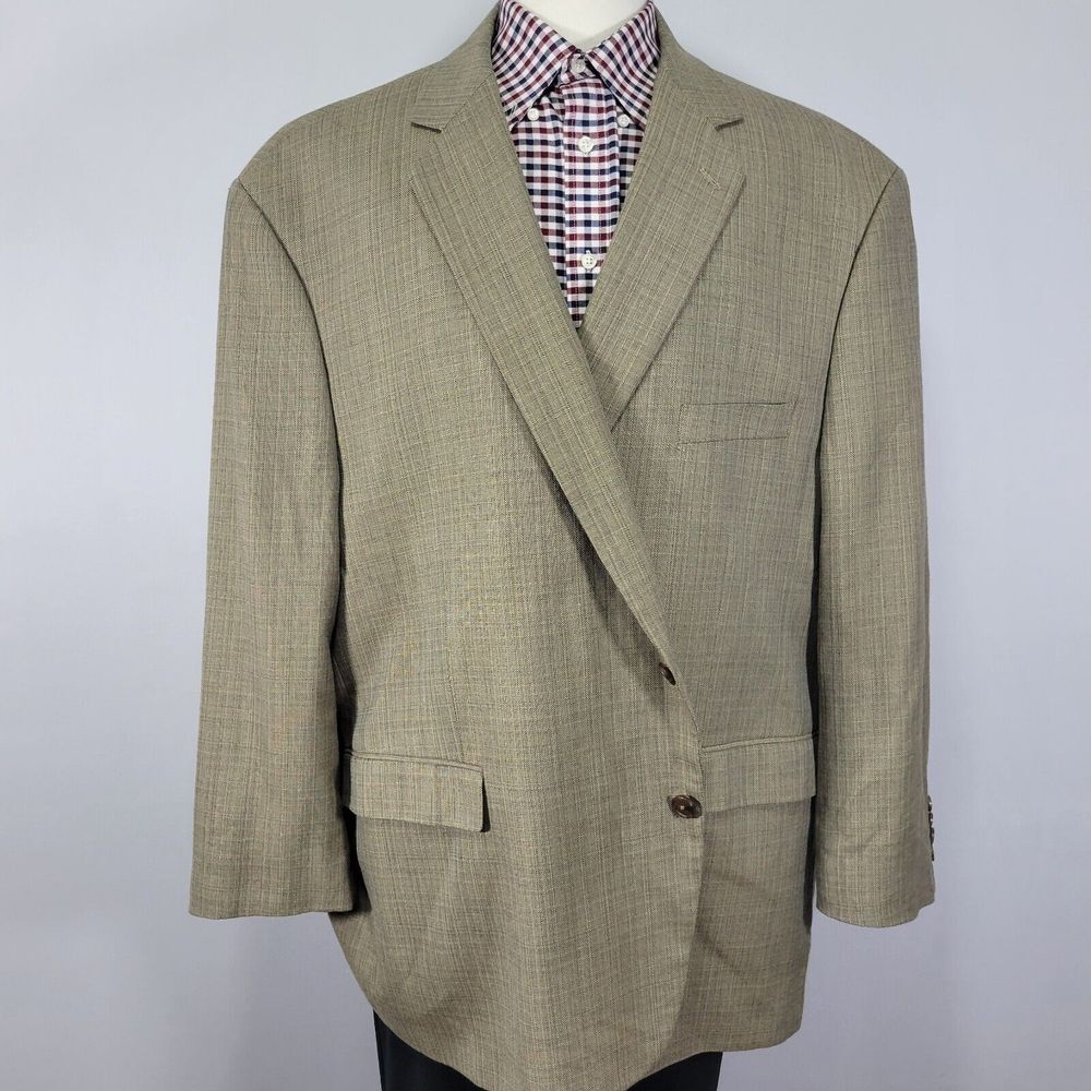 Oak Hill Men's Sport Coat Blazer Two Button Brown Polyester Blend Sz 4XL 58-60R